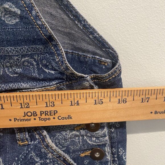 No Boundaries Short Overalls Shortalls Women M Y2k Blue Bandana Print Denim - Picture 11 of 14